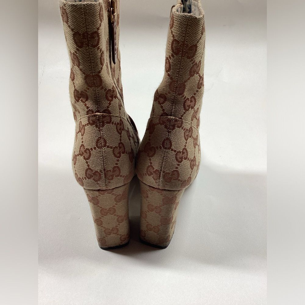 Gucci GG Monogram Victoire 95mm Ankle Boots Beige Ruggine Rust Size EU 39 - Picture 13 of 17